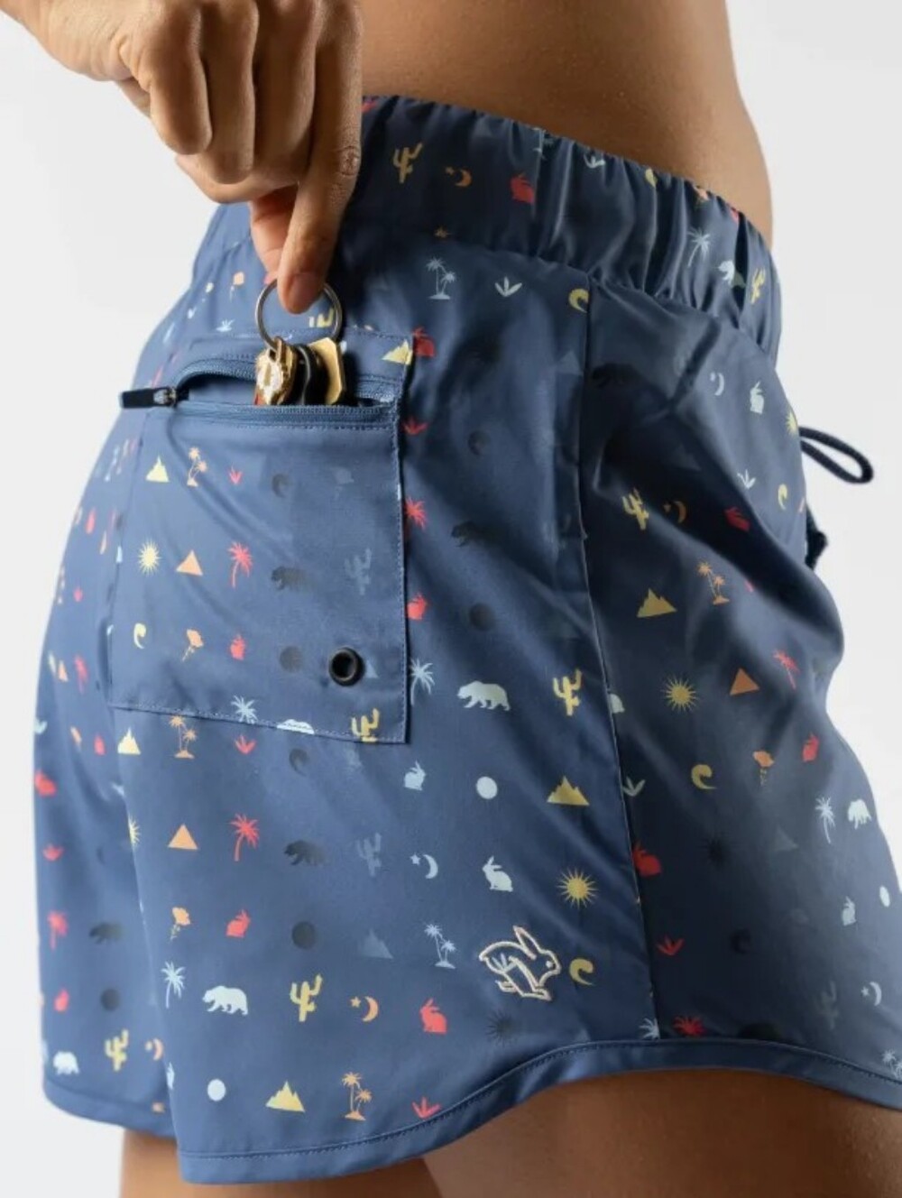Rabbit Bijou Blue Icon Women's Surfs Up 4" Shorts Size Small